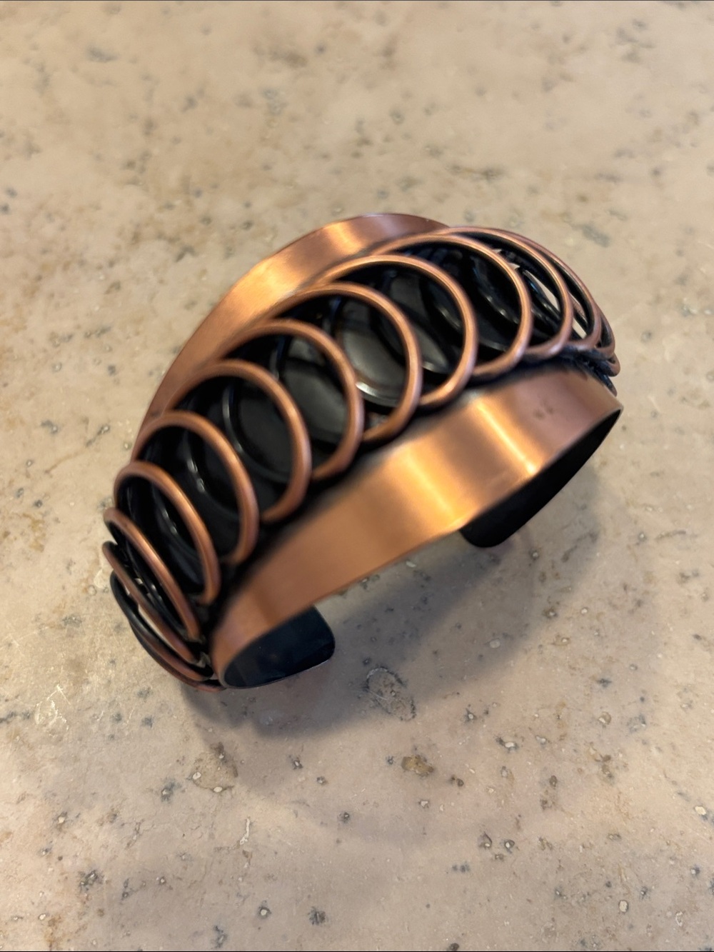 Copper Spiral Vintage Accent Cuff Bracelet